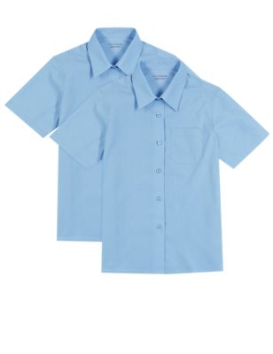 2 Pack Girls&#39; Easy to Iron Short Sleeve Blouses